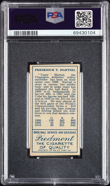 1911 T205 Gold Border Topsy Hartsel PSA 4