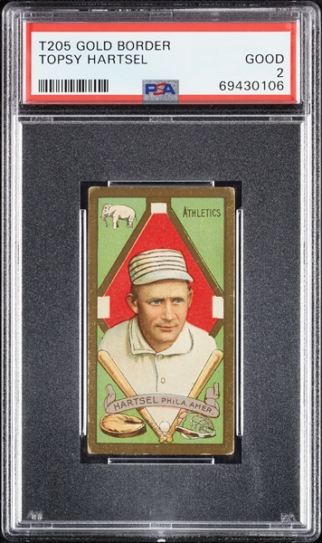 1911 T205 Gold Border Topsy Hartsel PSA 2