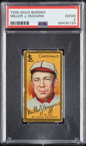 1911 T205 Gold Border Miller J. Huggins PSA 2