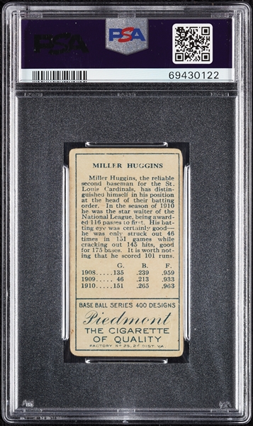 1911 T205 Gold Border Miller J. Huggins PSA 2