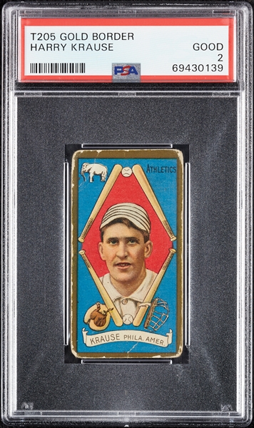 1911 T205 Gold Border Harry Krause PSA 2