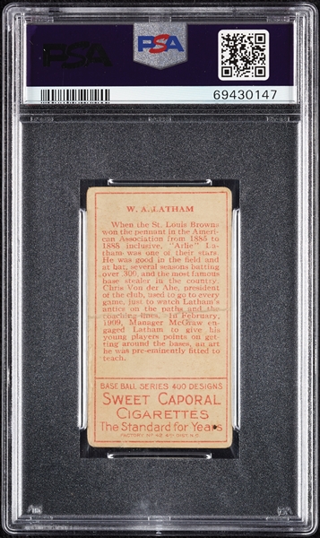 1911 T205 Gold Border A. Latham (W.A. Latham On Back) PSA 2