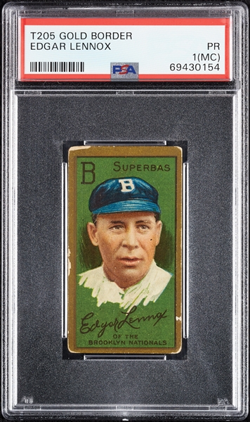 1911 T205 Gold Border Edgar Lennox PSA 1 (MC)