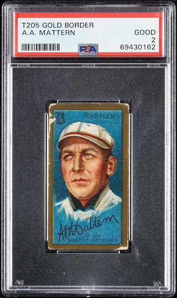 1911 T205 Gold Border A.A. Mattern PSA 2