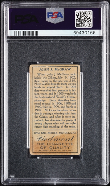 1911 T205 Gold Border John McGraw PSA 2