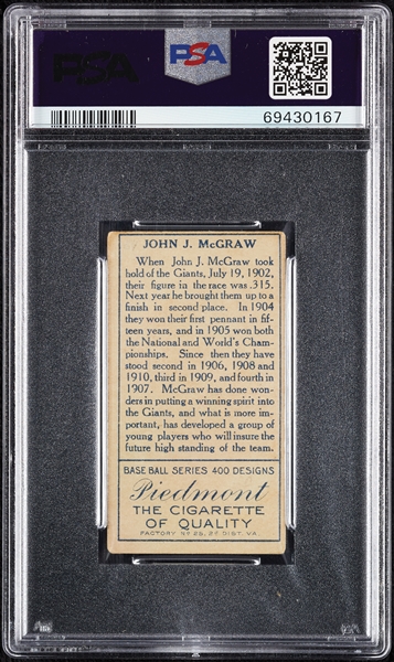 1911 T205 Gold Border John McGraw PSA 1