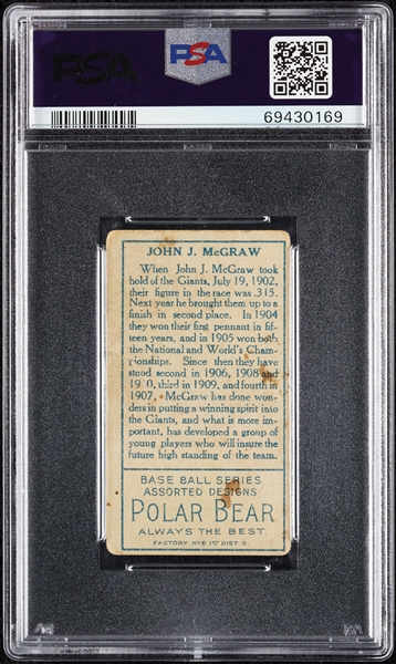 1911 T205 Gold Border John McGraw PSA 1