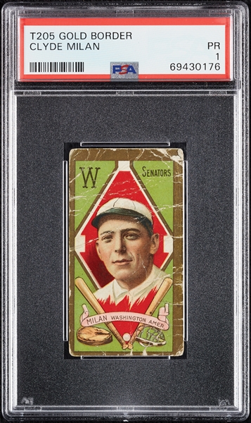 1911 T205 Gold Border Clyde Milan PSA 1