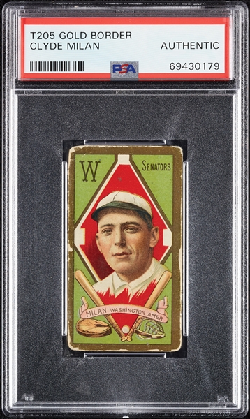 1911 T205 Gold Border Clyde Milan PSA Authentic