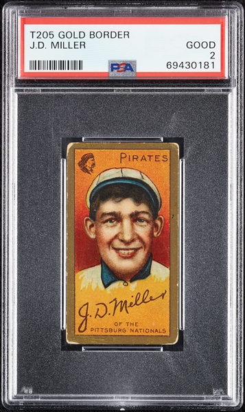 1911 T205 Gold Border J.D. Miller PSA 2