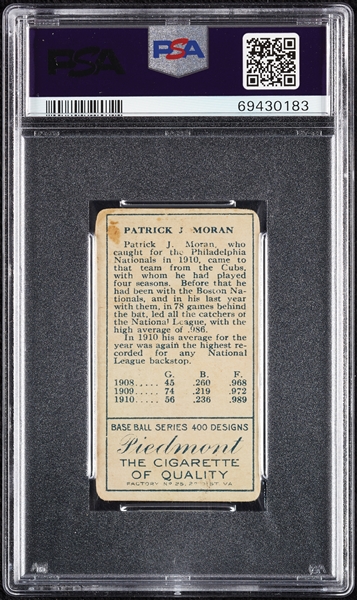 1911 T205 Gold Border P.J. Moran (No Stray Line Of Type) PSA 2