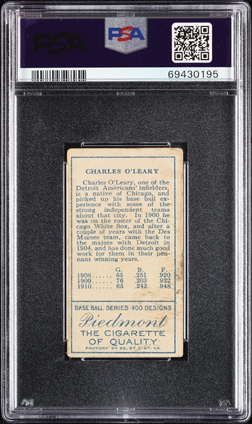 1911 T205 Gold Border Charley O'Leary PSA 3.5