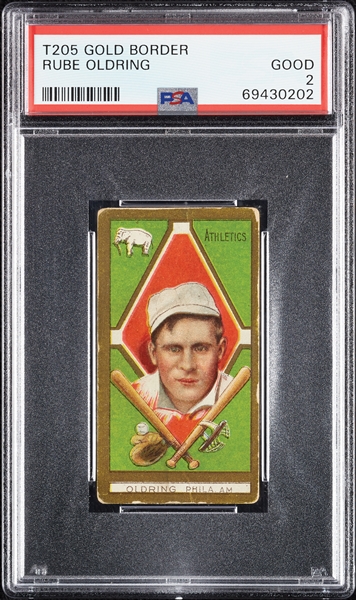 1911 T205 Gold Border Rube Oldring PSA 2