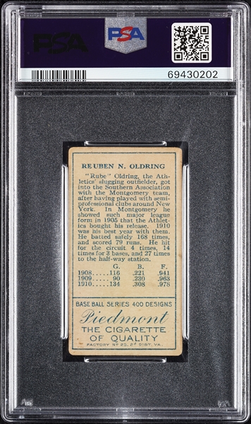 1911 T205 Gold Border Rube Oldring PSA 2