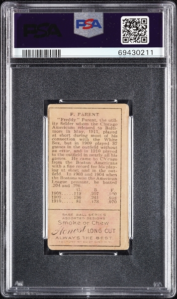 1911 T205 Gold Border Freddy Parent PSA 2 (MC)