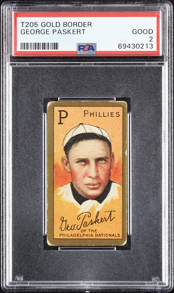 1911 T205 Gold Border George Paskert PSA 2