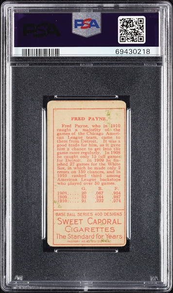 1911 T205 Gold Border Fred Payne PSA 2