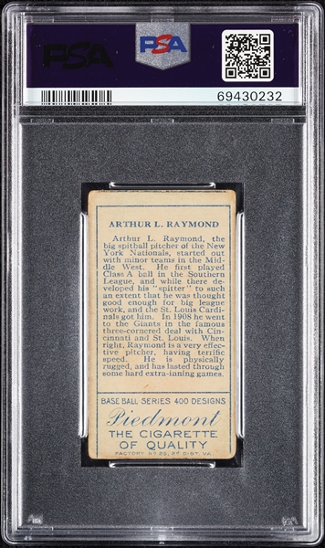 1911 T205 Gold Border A.L. Raymond PSA 2 (MC)