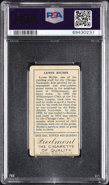 1911 T205 Gold Border Lewis Richie PSA 1