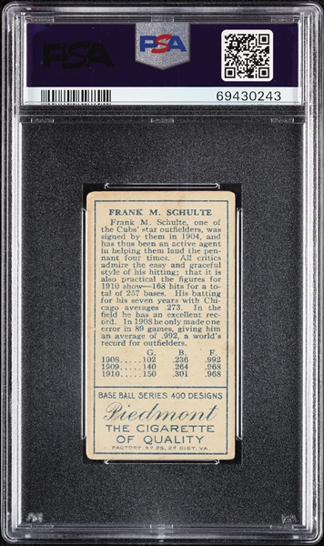 1911 T205 Gold Border F.M. Schulte PSA 2