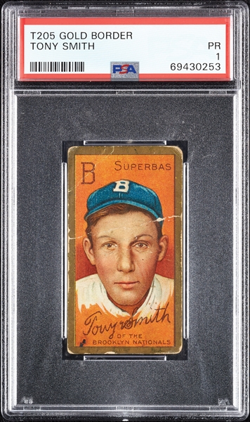 1911 T205 Gold Border Tony Smith PSA 1