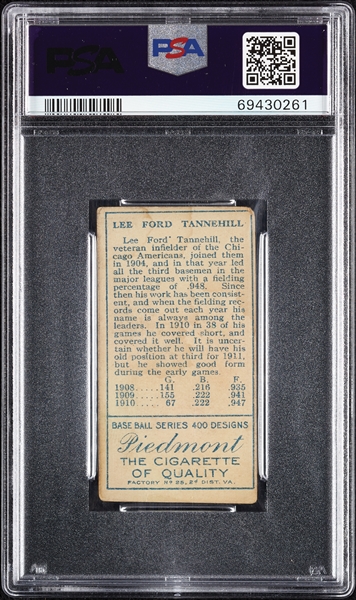 1911 T205 Gold Border Lee Tannehill PSA 2