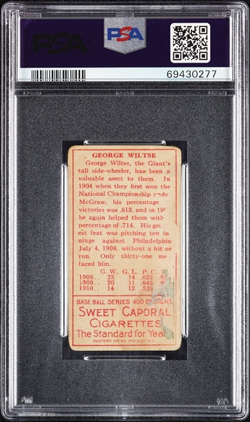 1911 T205 Gold Border George R. Wiltse (Both Ears Show) PSA 1