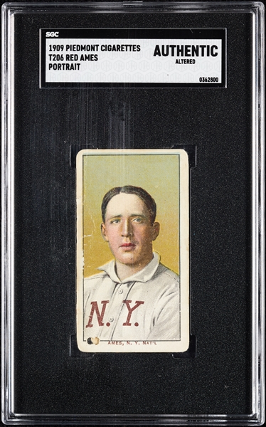 1909-11 T206 Red Ames Portrait SGC Authentic