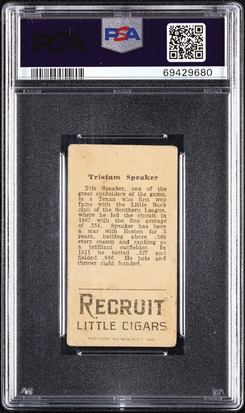 1912 T207 Brown Background Tris Speaker PSA 1