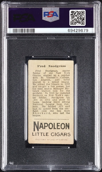 1912 T207 Brown Background Fred Snodgrass PSA 3