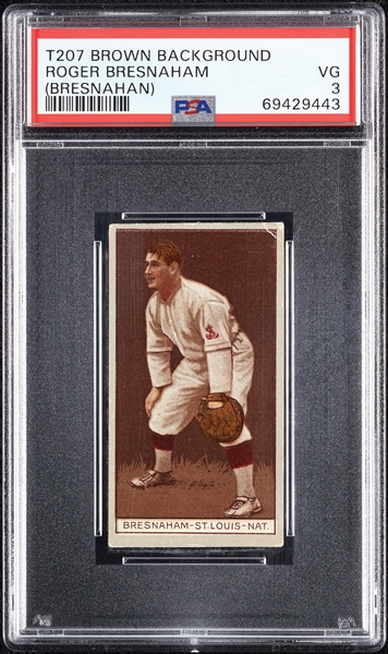 1912 T207 Brown Background Roger Bresnaham (Bresnahan) PSA 3