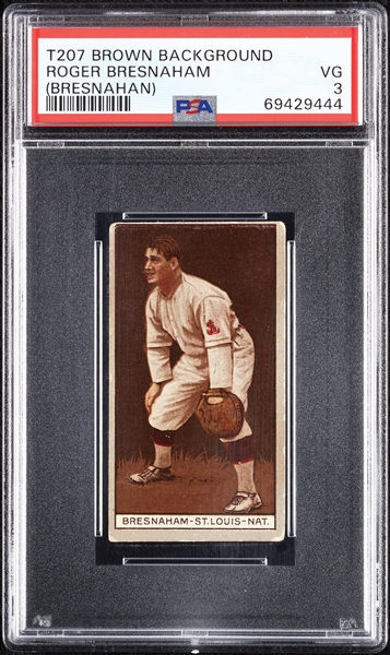 1912 T207 Brown Background Roger Bresnaham (Bresnahan) PSA 3