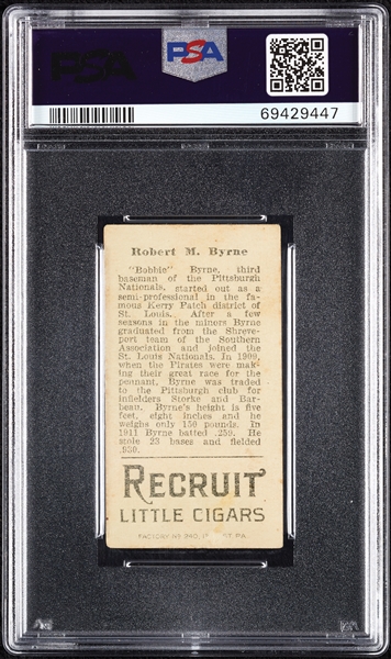 1912 T207 Brown Background Robert M. Byrne PSA 3