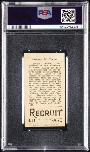 1912 T207 Brown Background Robert M. Byrne PSA 1.5