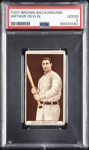 1912 T207 Brown Background Arthur Devlin PSA 2