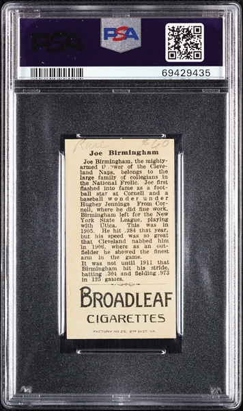 1912 T207 Brown Background Joe Birmingham PSA Authentic