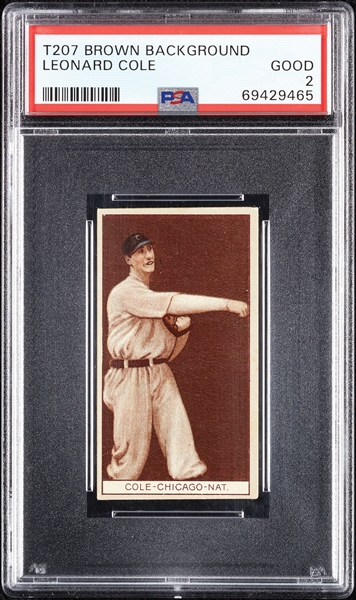 1912 T207 Brown Background Leonard Cole PSA 2