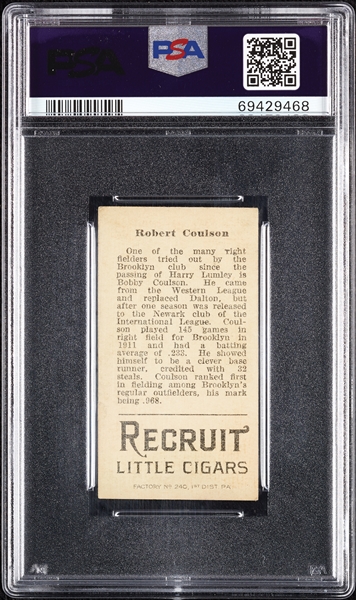 1912 T207 Brown Background Robert Coulson PSA 3