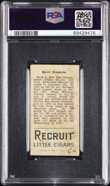 1912 T207 Brown Background Bert Daniels PSA 2 (MK)