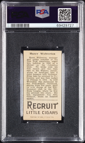 1912 T207 Brown Background Harry Wolverton PSA 4