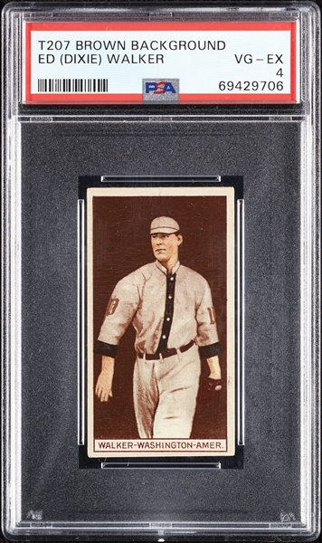 1912 T207 Brown Background Ed (Dixie) Walker PSA 4