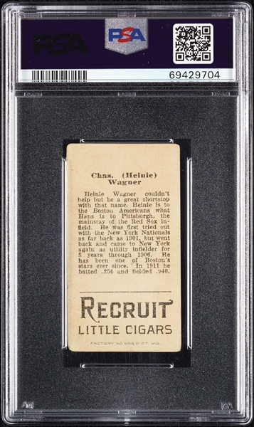 1912 T207 Brown Background Chas. (Heinie) Wagner PSA 1.5