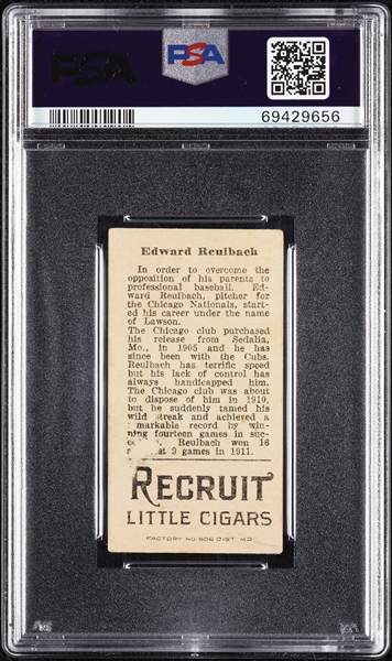 1912 T207 Brown Background Edward Reulbach PSA 2