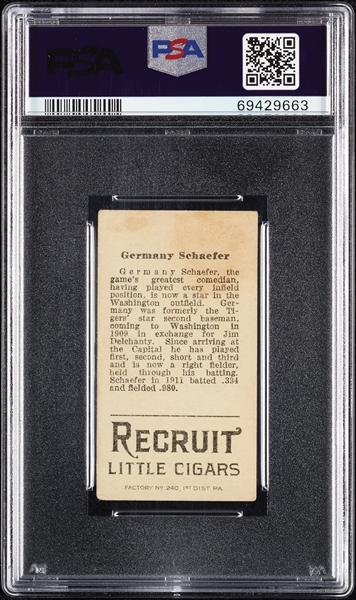 1912 T207 Brown Background Germany Schaefer PSA 3