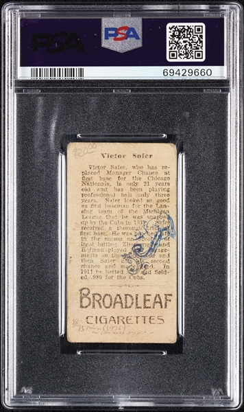 1912 T207 Brown Background Victor Saier PSA 1.5 (MK)