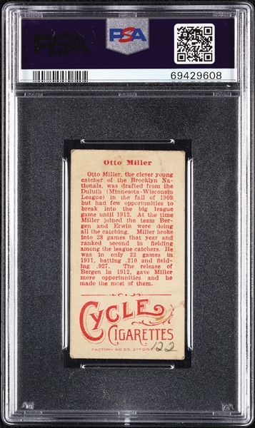 1912 T207 Brown Background Otto Miller PSA 1 (MK)