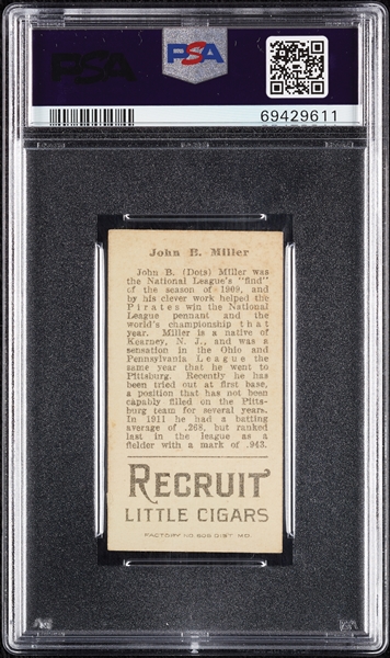 1912 T207 Brown Background John B. Miller PSA 3