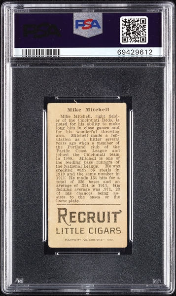 1912 T207 Brown Background Mike Mitchell (Cincinnati) PSA 1.5