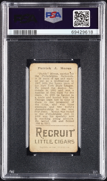 1912 T207 Brown Background Patrick J. Moran PSA 2