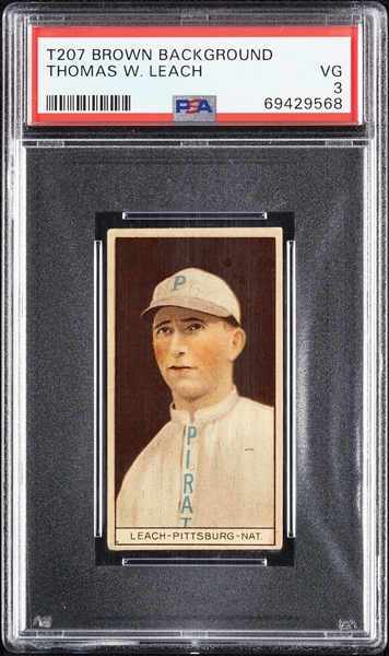 1912 T207 Brown Background Thomas W. Leach PSA 3